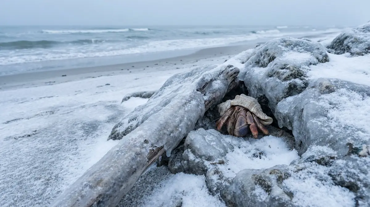 野生のヤドカリは冬眠しない｜活動を抑えて静かに越冬する