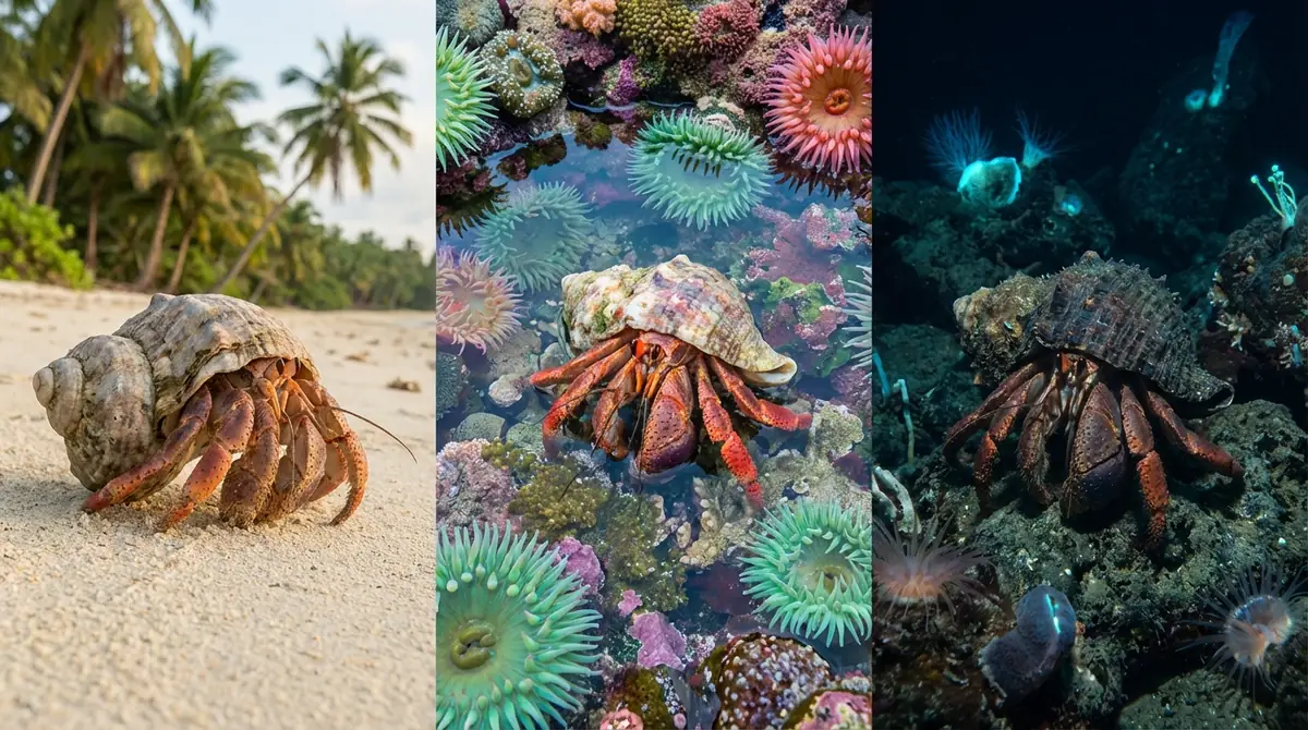 生息環境で見るヤドカリの種類と多様性