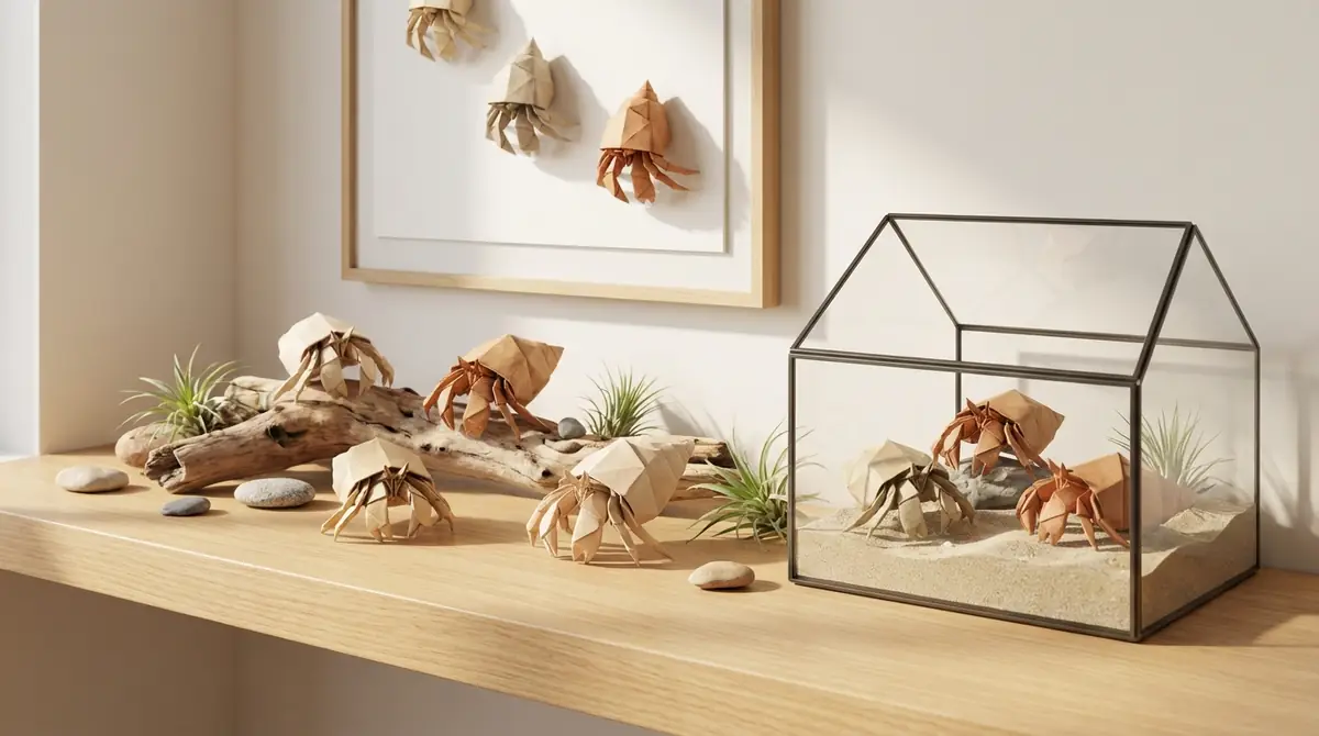 完成したヤドカリ折り紙の飾り方・活用アイデア