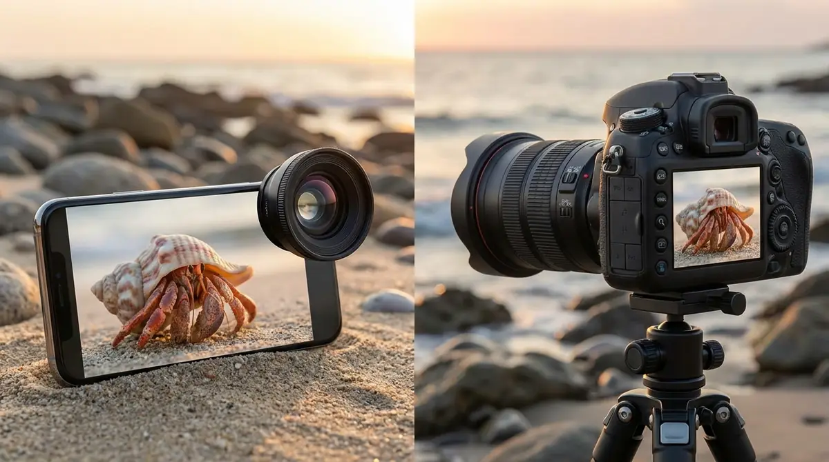 【機材別】スマホ・一眼レフそれぞれのヤドカリ撮影テクニック