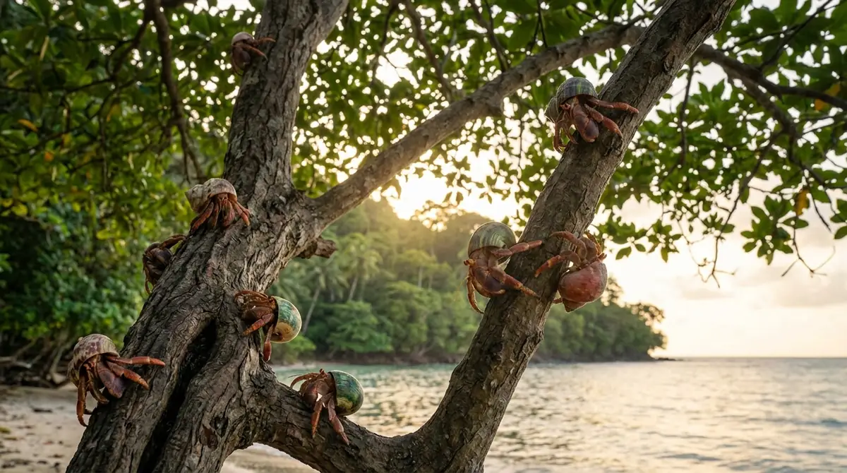 野生のオカヤドカリが木登りする姿を観察できる場所