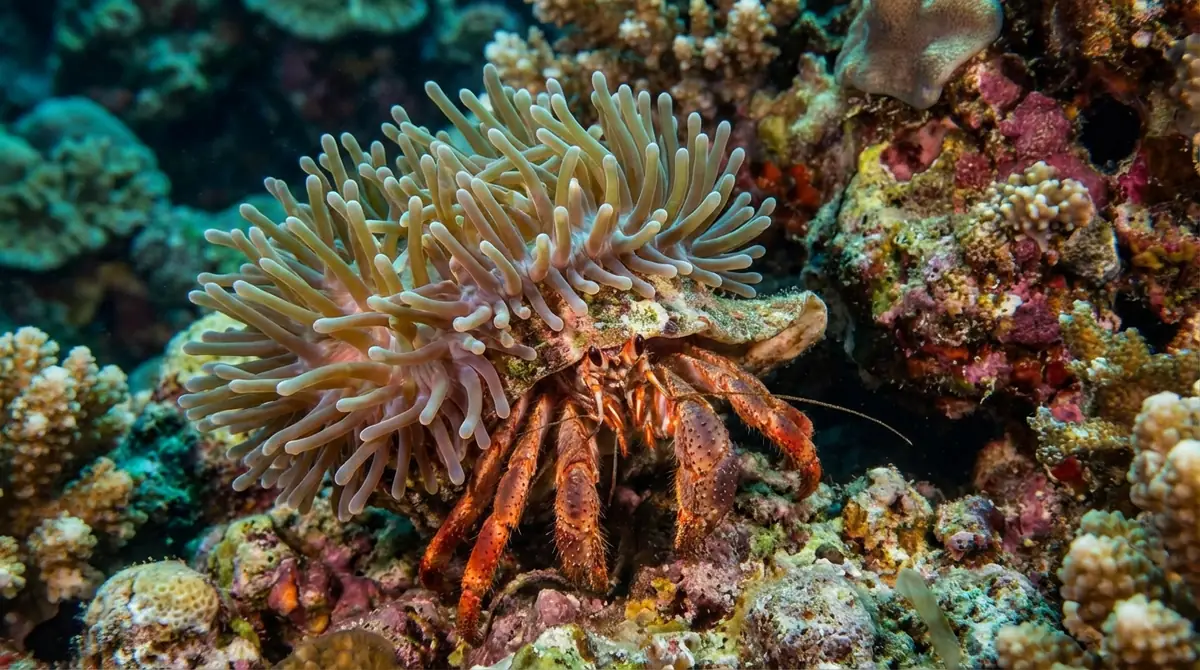 イソギンチャクとの共生にみるヤドカリの擬態的戦略