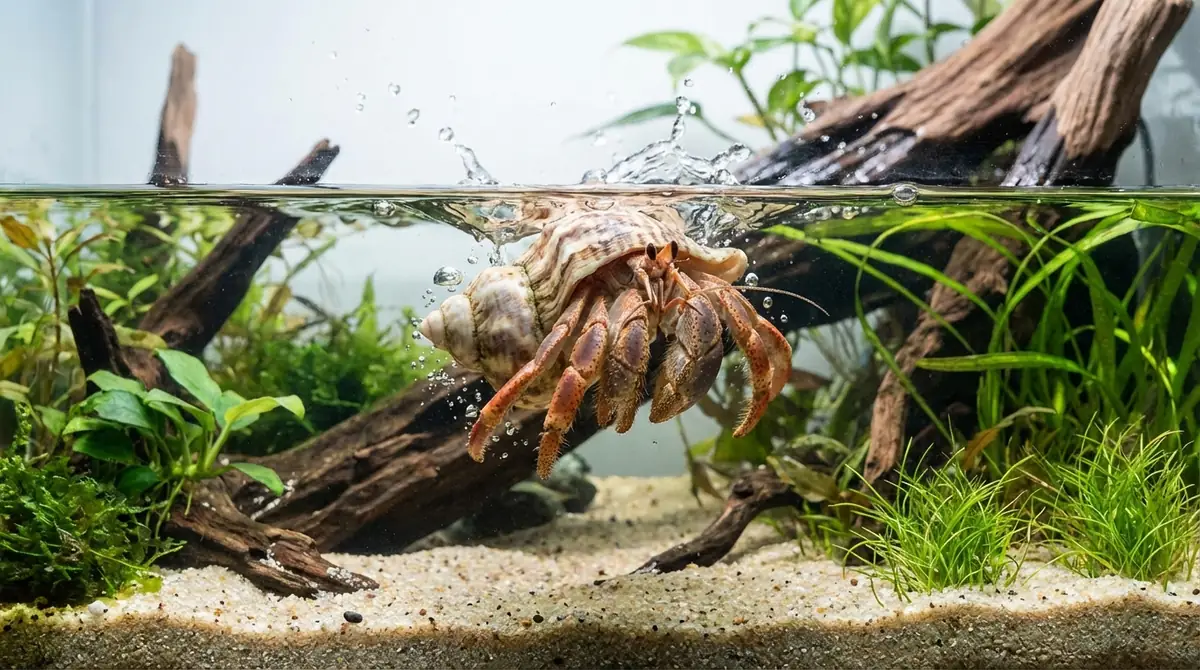 飼育中のヤドカリが泳ぐ動きをしたときの対処法