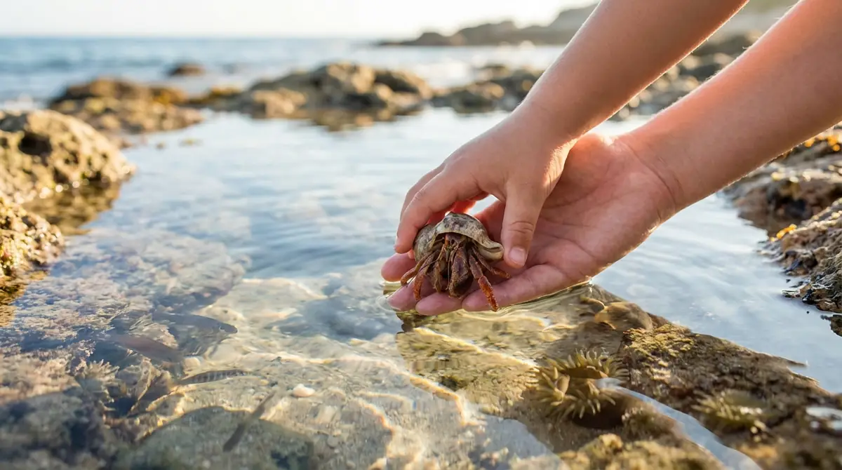 潮だまりのヤドカリは毒なし！子どもでも安全に触れる