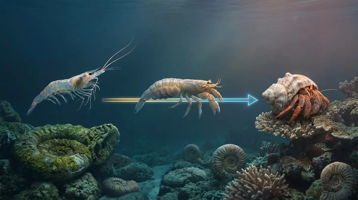 【結論】ヤドカリ類の主要系統は少なくとも約1.9〜2.0億年前までさかのぼると推定され、十脚目異尾下目の中で進化した甲殻類です