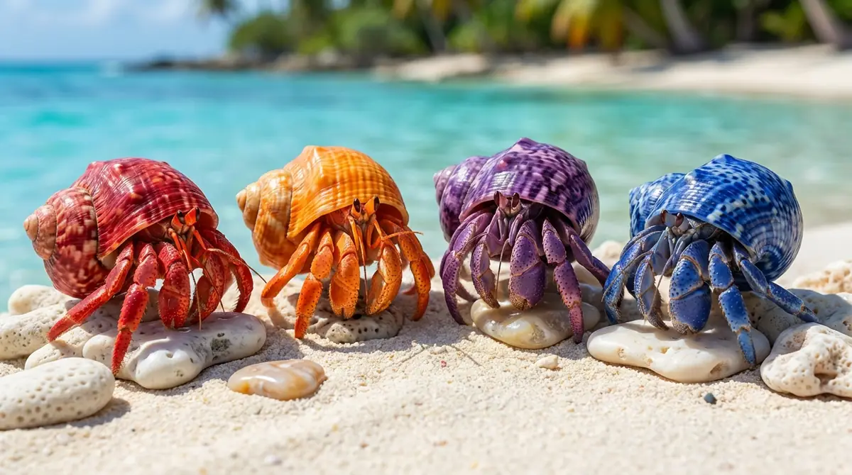 ヤドカリの色は赤・オレンジ・紫・青など種類によって異なる