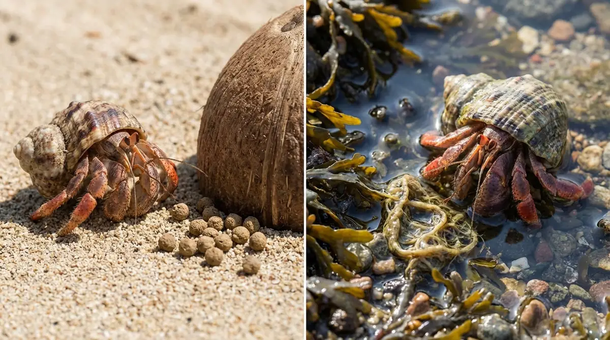 オカヤドカリと海水ヤドカリのフンの違い