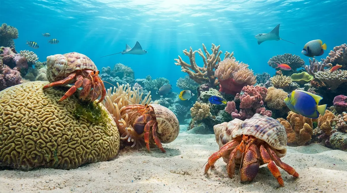 サンゴ礁でヤドカリが果たす3つの重要な役割