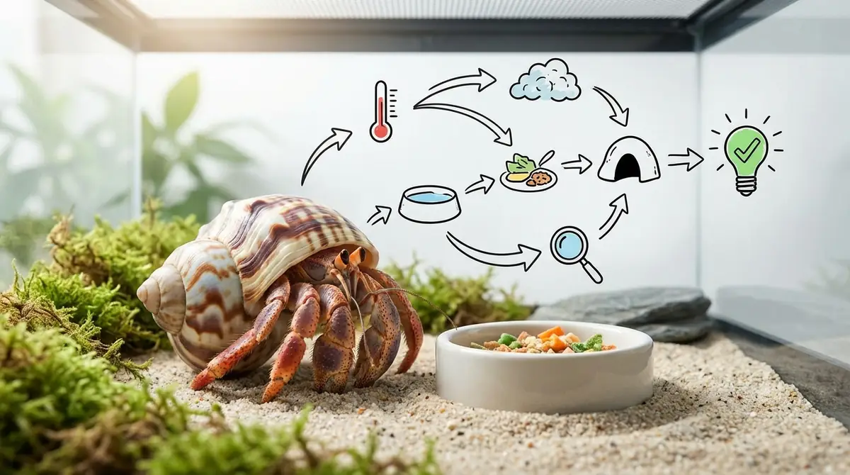 まとめ｜ヤドカリが餌を食べないときの対応フローチャート