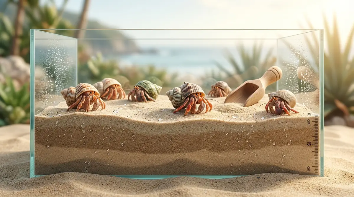 ヤドカリの砂は深さ10〜15cmが正解|湿度・交換頻度の目安