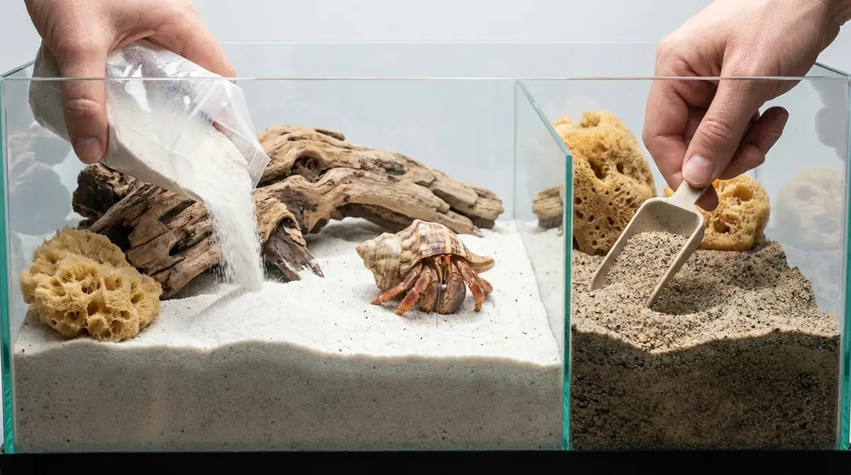 ヤドカリの砂の交換方法|部分交換と全交換の手順