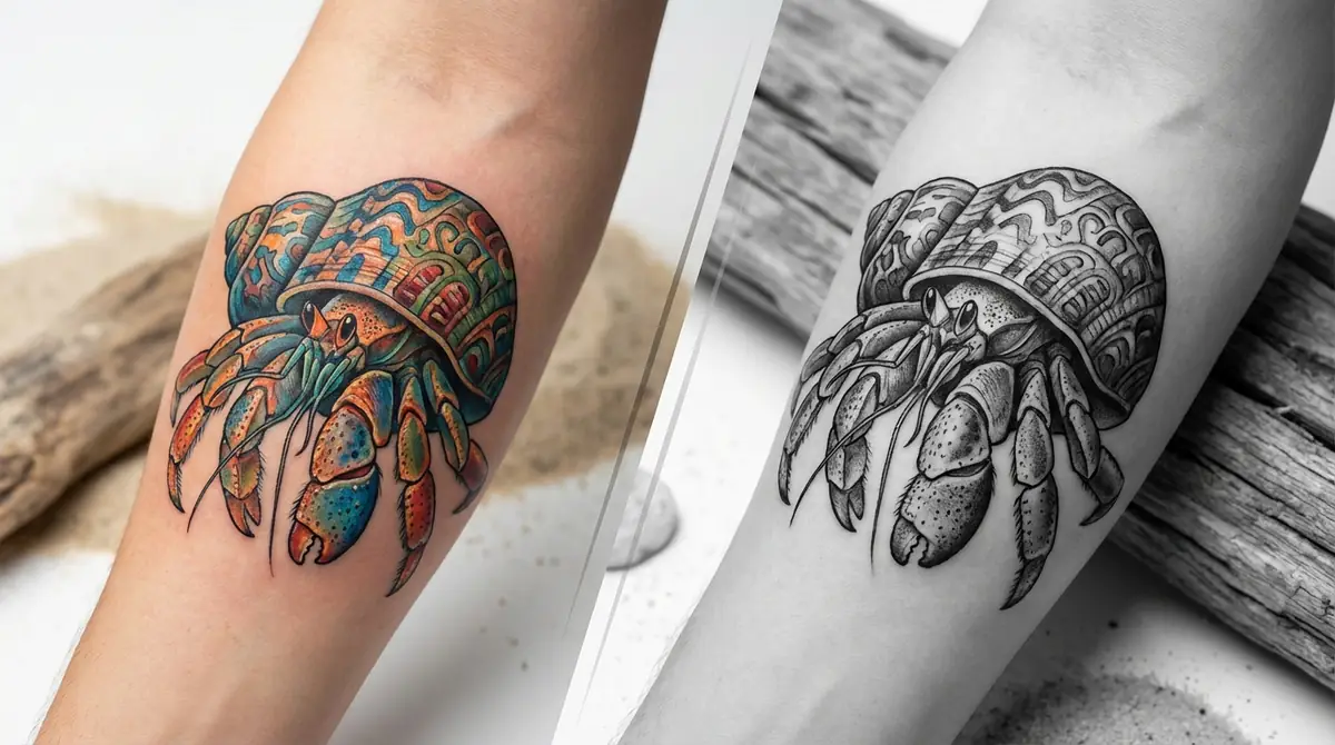 ヤドカリタトゥーはカラーとモノクロどちらを選ぶべき？