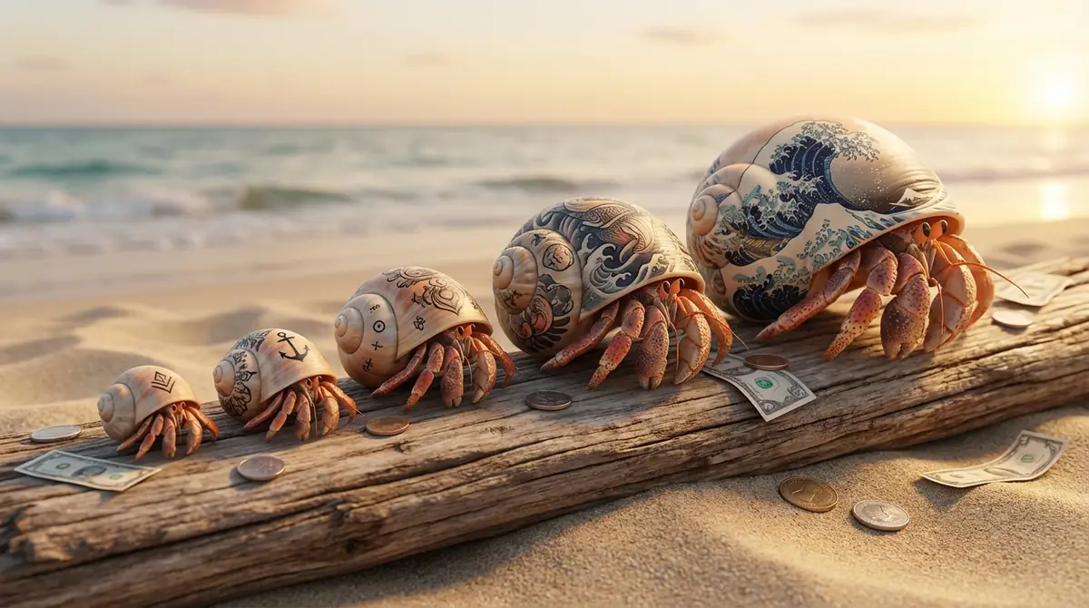 ヤドカリタトゥーの費用相場｜サイズ別の目安