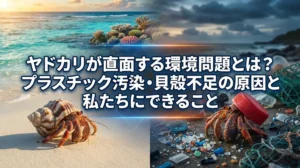 ヤドカリが直面する環境問題とは？プラスチック汚染・貝殻不足の原因と私たちにできること