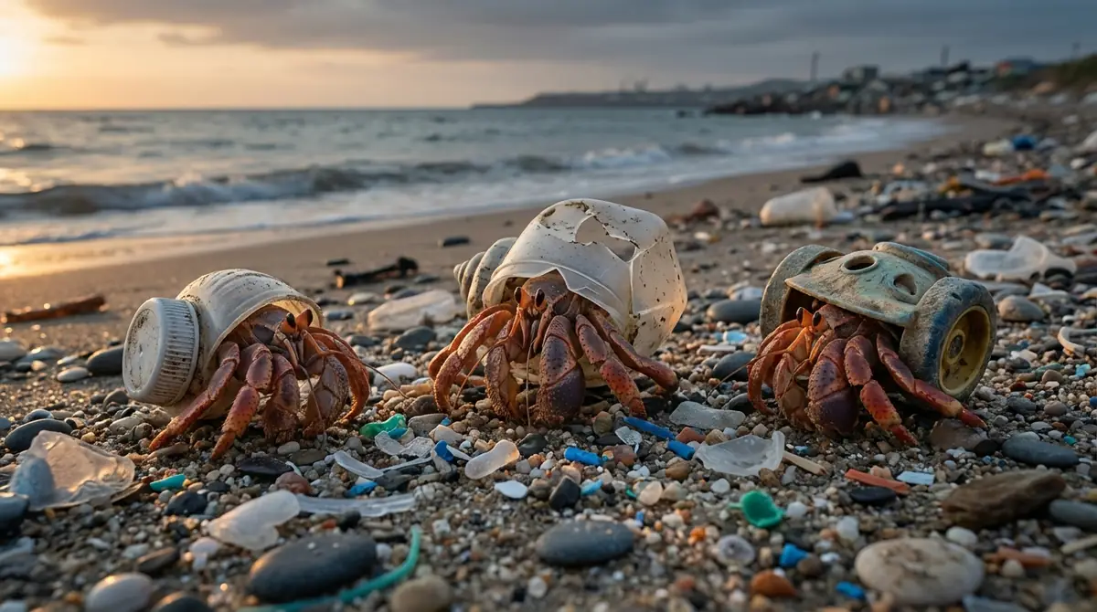 海洋ゴミがヤドカリに与える3つの深刻な影響