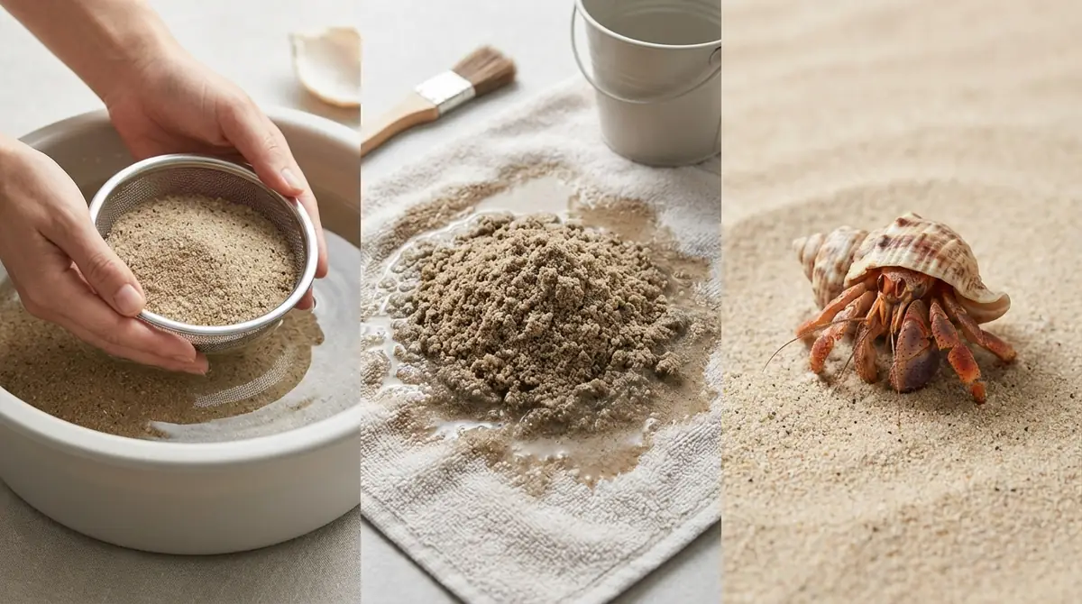 ヤドカリの砂の洗い方を工程別に詳しく解説