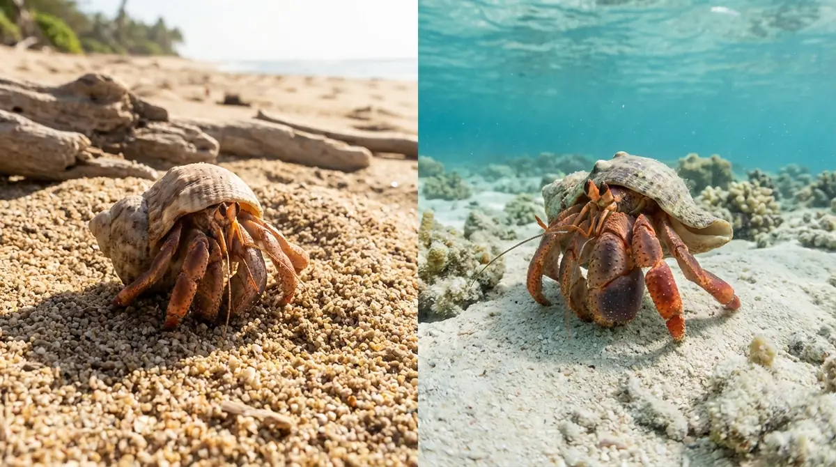 オカヤドカリと海水ヤドカリで砂の洗い方は違う？