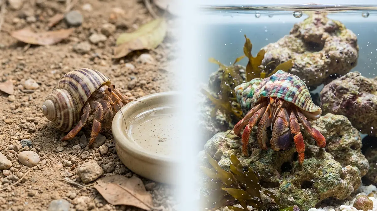 オカヤドカリと海水ヤドカリで異なる水の扱い方