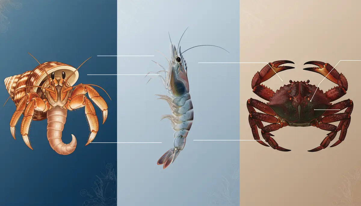 ヤドカリとエビ・カニの体の構造比較