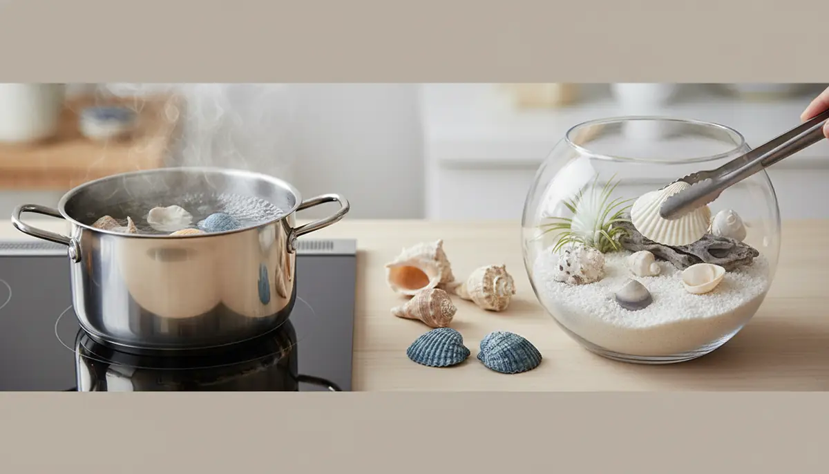 貝殻の下処理と設置方法｜煮沸消毒から配置まで